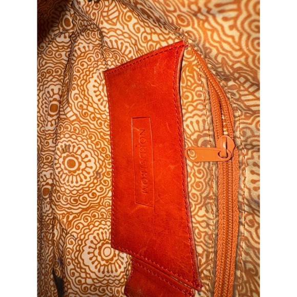Vtg NORDSTROM Rust studded with zipper handbag Purse Leather Boho Paisley Bag - Picture 6 of 7